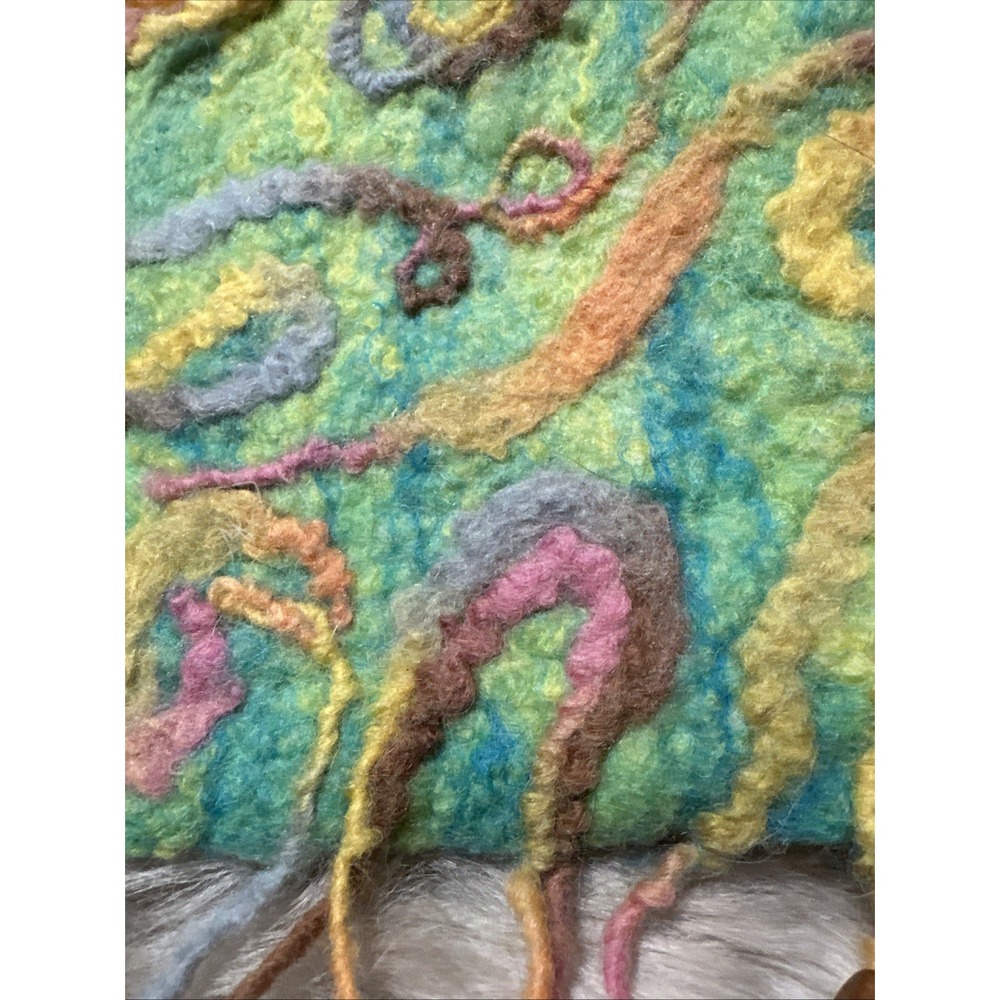 felted wool purse Bohemian Hippie Fairy Festival Green Design Fringe Crossbody - Picture 4 of 10